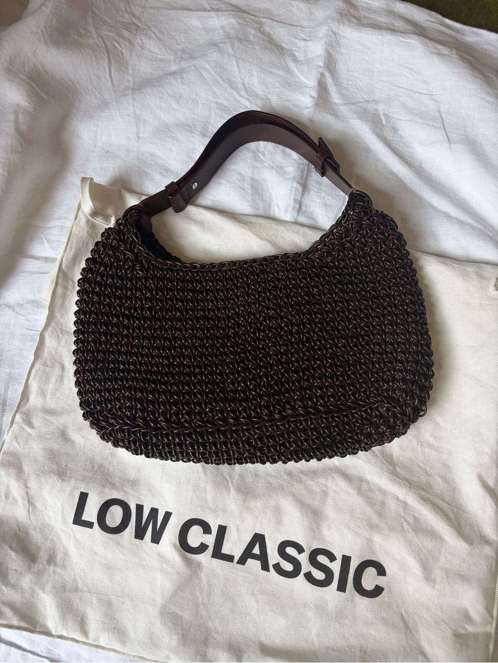 LOW CLASSIC Brown Weaving Shoulder Bag - Picture 3 of 5